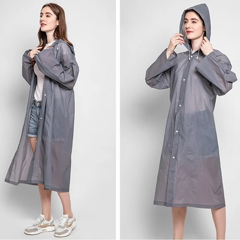 

Fashion PEVA Women Man Raincoat Thickened Waterproof Rain Poncho Coat Adult Clear Transparent Camping Hoodie Rainwear Suit