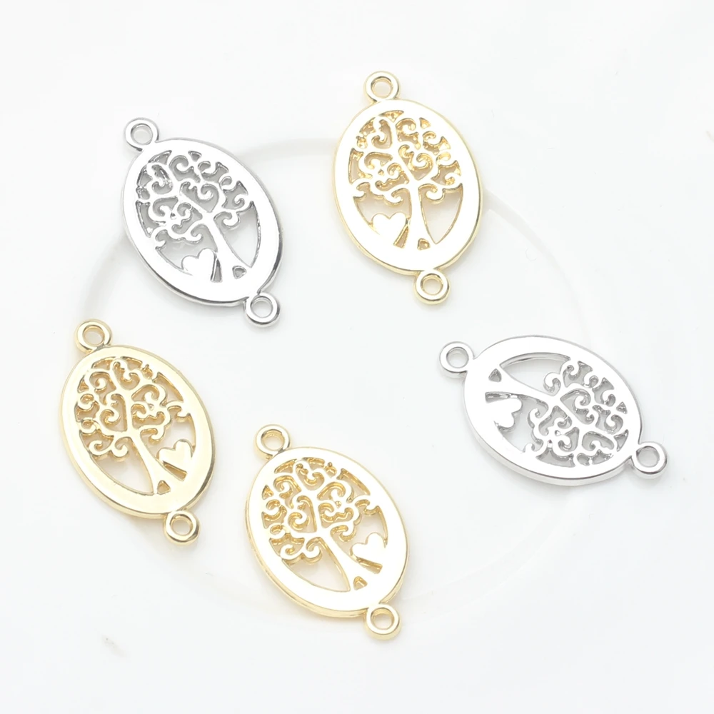 

10pcs/lot Zinc Alloy Hollow Life Tree Oval Frame Charms Connector For DIY Fashion Necklace Earrings Jewelry Making Accessories
