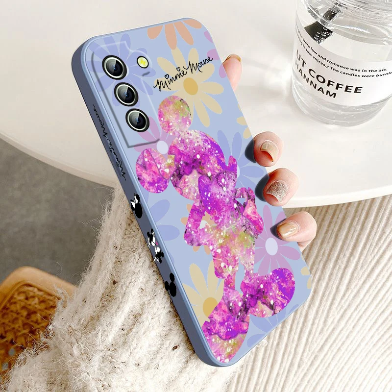 

Disney Minnie Cute Phone Case For Samsung Galaxy S23 S22 S21 S20 FE Ultra Plus S10 Lite 5G Liquid Left Rope