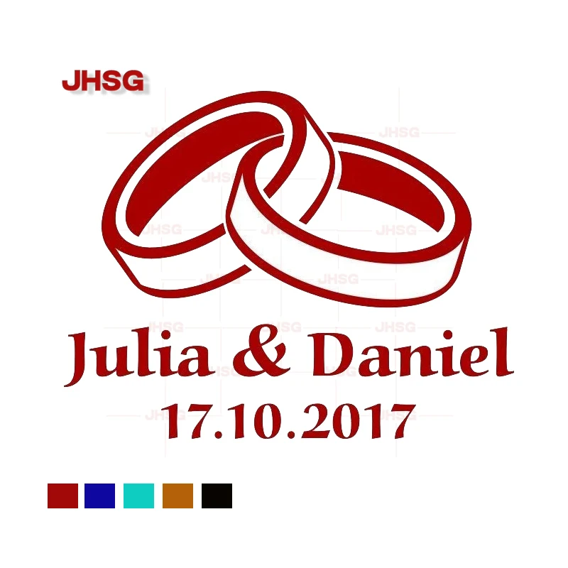 

Car Sticker With Name And Date Wedding Ring Vinyl Helmet Laptop Skateboard Trolley Case Wall Decor Waterproof Decal PVC Hot Sale