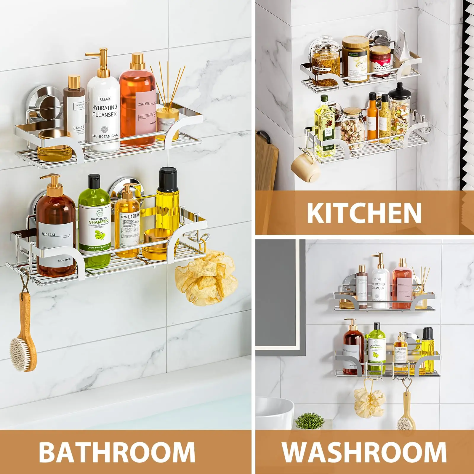 Держатель для душа TAILI на присоске 2 шт. полки внутри металлический держатель