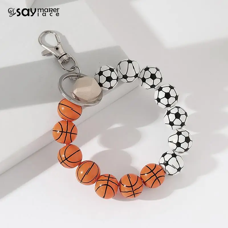 

1PCS Sproty Style Baseball Softball Beads Bracelets Bangle Keychain Phone Case Pendant Women Bag Accessories Gift