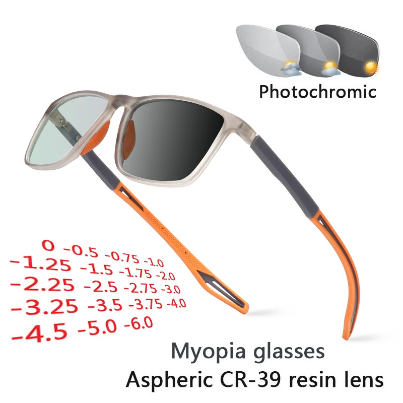 TR90 Photochromic Eye Glasses Men Women Myopia Eyeglasses Finished Glasses Students Short Sight Eyewear 0 -0.5 -1 -1.25 -1.5 -6