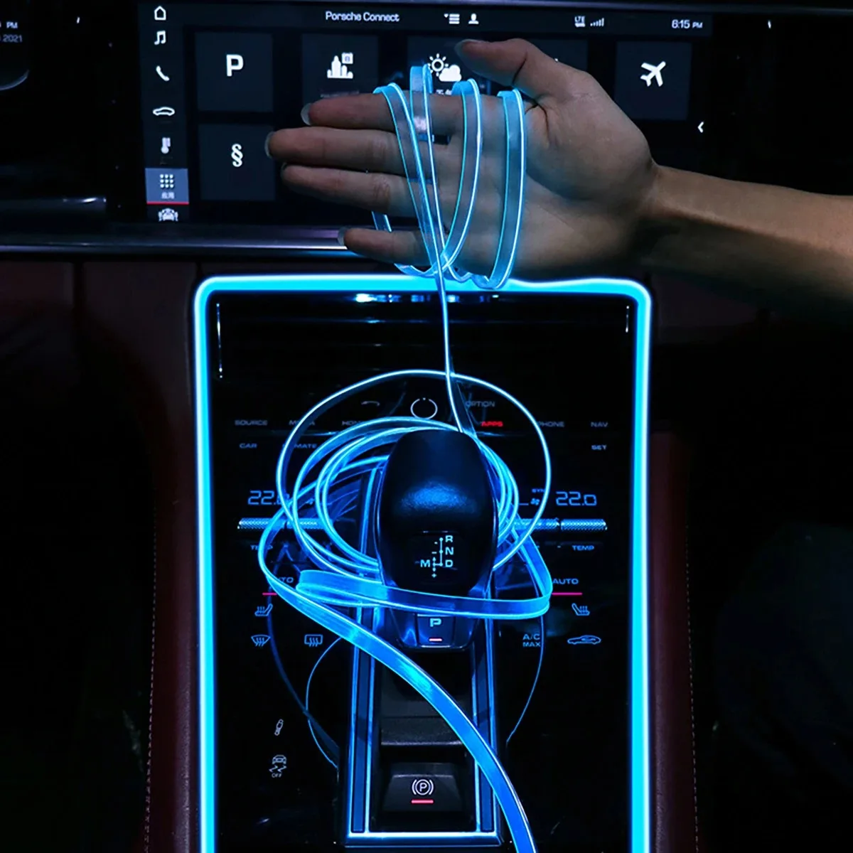 Фото Экологическая среда автомобиля El Wire LED USB Гибкие неоновые внутренние фонари в сборе RGB для украшения автомобиля Осветительные аксессуары 3M №5