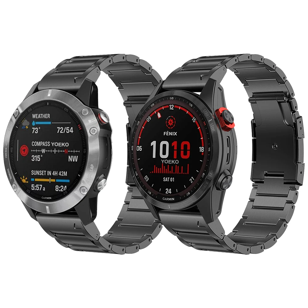 

QuickFit 22mm 26mm Titanium Metal Strap Watchband For Garmin Fenix 7 7X 6 6X Pro 5 5X Plus/Epix Gen 2/D2 Mach 1/MARQ Watch Band