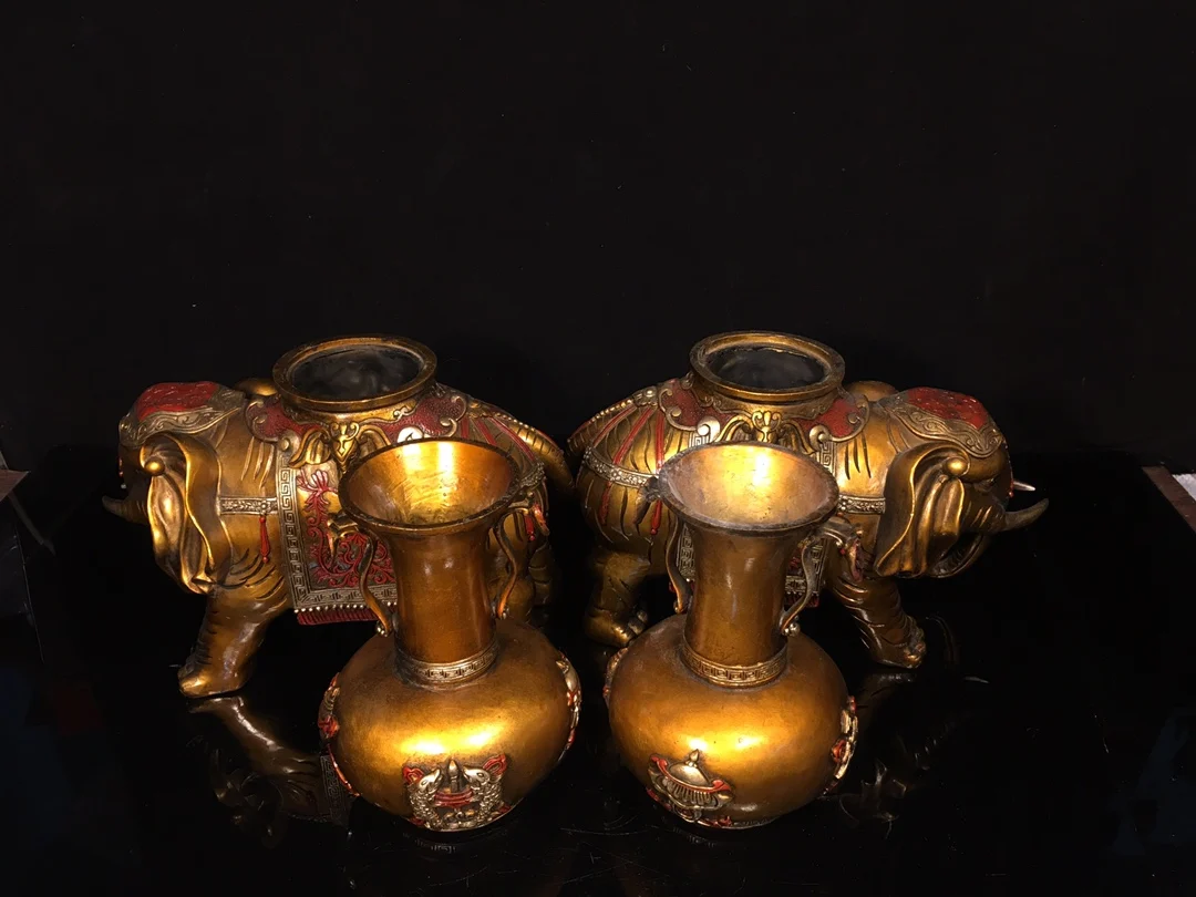 14-дюймовая коллекция тибетского храма старая бронза киноварь окрашенная