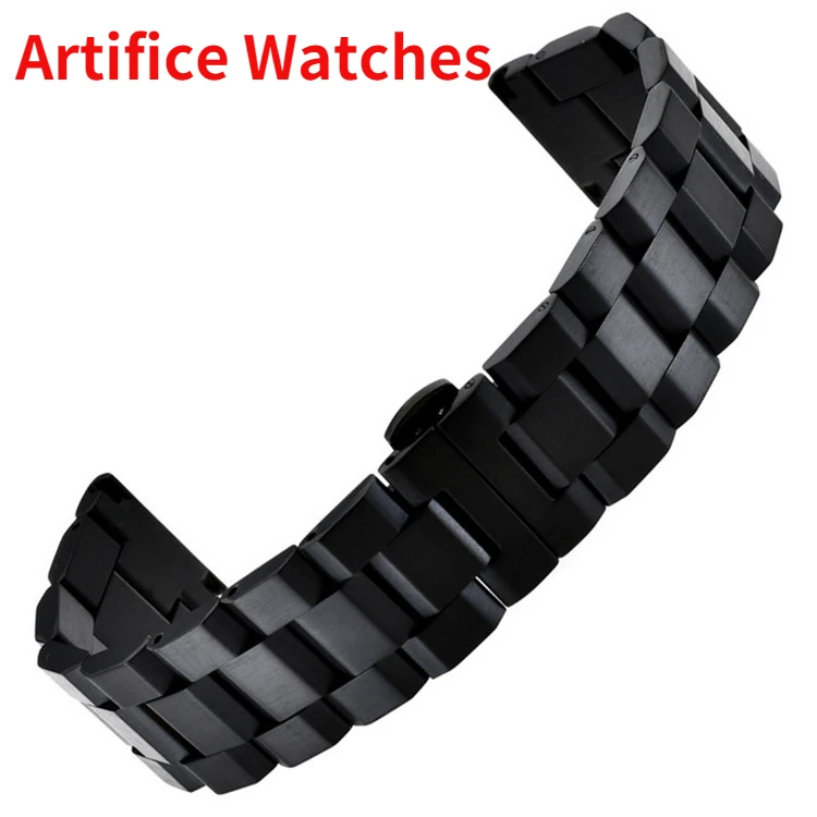 

Ladder-shaped three-bead solid stainless steel watch with Lasha Watch accessories double-click butterfly buckle 18 20 22 24mm