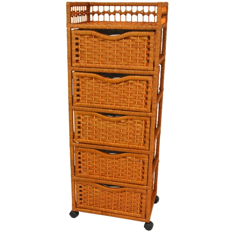 

46" Faux Rattan Fiber 5 Drawer Lingerie Chest - Honey