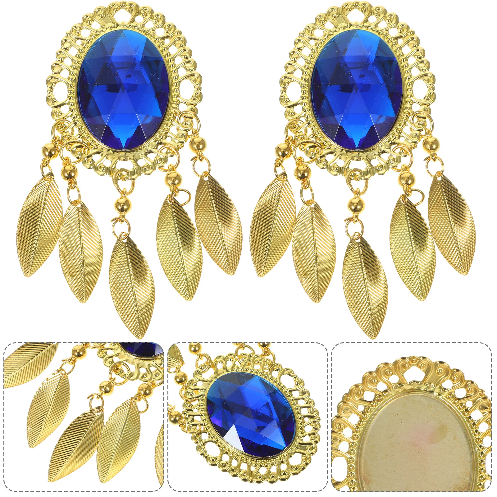 Аксессуары для одежды с искусственными листьями (золотистый + сапфировый синий) 10