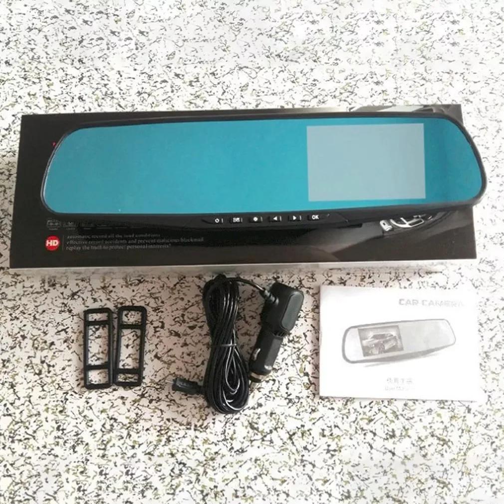 

1080p 4.0 Inch Screen Automobile Rearview Mirror Tachograph Safe Driving Traffic Record Tf Card Support