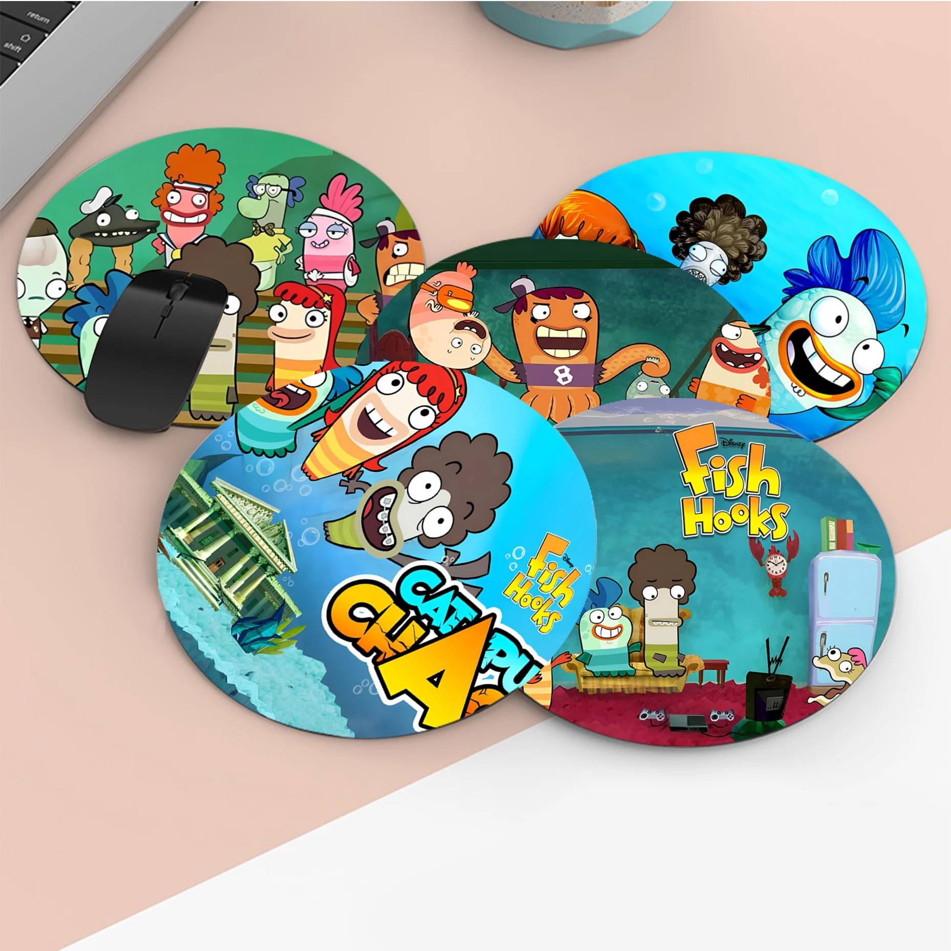 

Disney Fish Hooks Mousepad DIY Round Thickened Mouse Pad Oversized Gaming Keyboard Table Mat Desk Set Accessories Desktop Mat