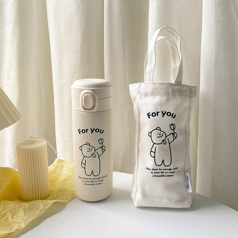 Large Capacity Korean Thermos Mug Cute High-quality Stainless Steel Double Leak-Proof Travel Portable Water Bottle Mug Cup