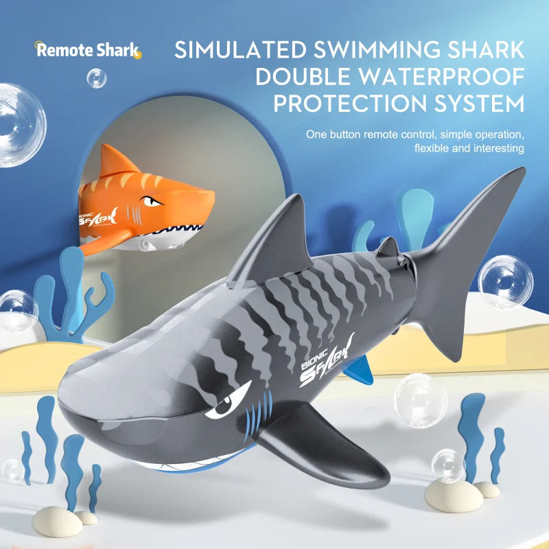 RC Submarine 2.4G Mini Remote Control Shark Double Waterfroof Swimming Pool Bathtub Fish Tank Toys for Children Summer Toy Gift