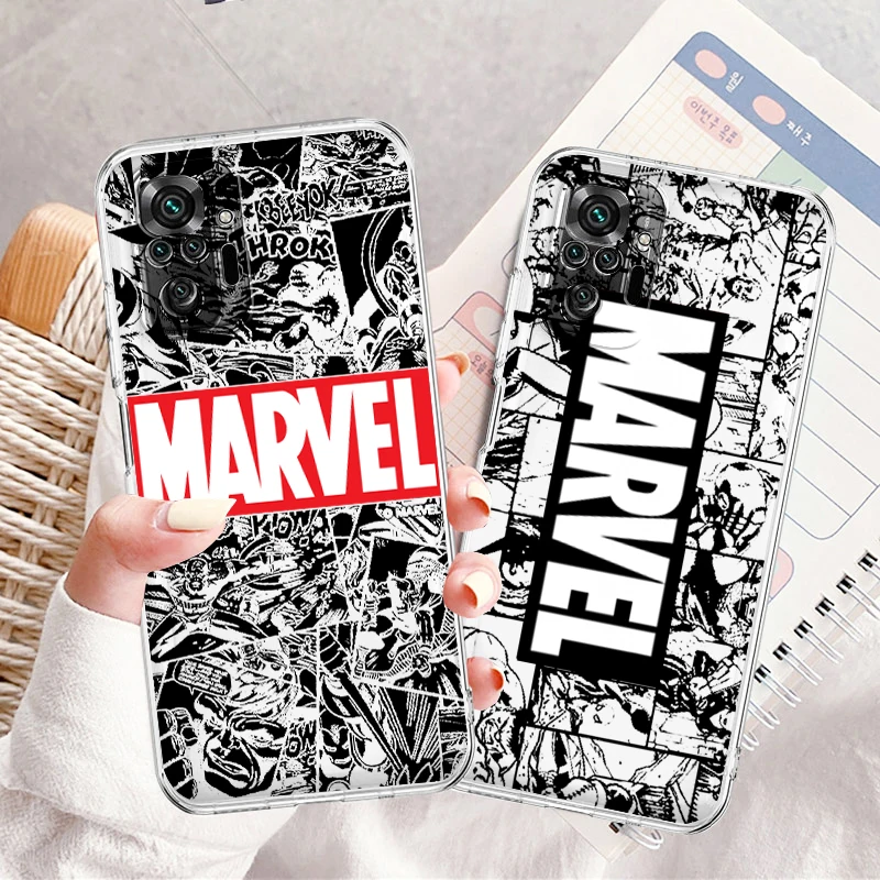 

Avengers Marvel Cool Comics Transparent Phone Case For Xiaomi Redmi Note 12 11E 11S 11 11T 10 10S 9 9T 9S 8 8T Pro Plus 5G 7