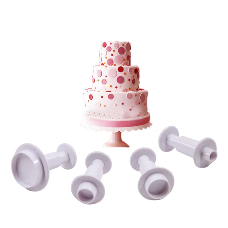 

4pcs Plastic Round Fondant Plunger Cutters Fondant Cake Decorating Tools Cake Cookie Diy Cake Decoration Fondant Molds