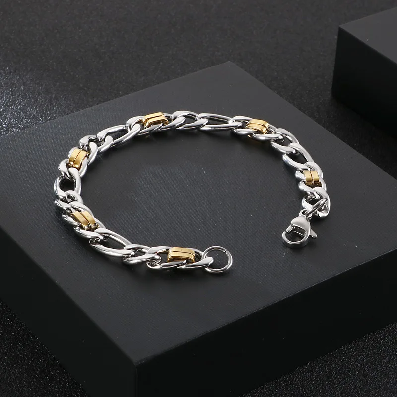 

Japanese and Korean Fashion Titanium Steel Men's Bracelet Creative Stainless Steel Flat Chain NK Chain Men's Bracelet Jewelry
