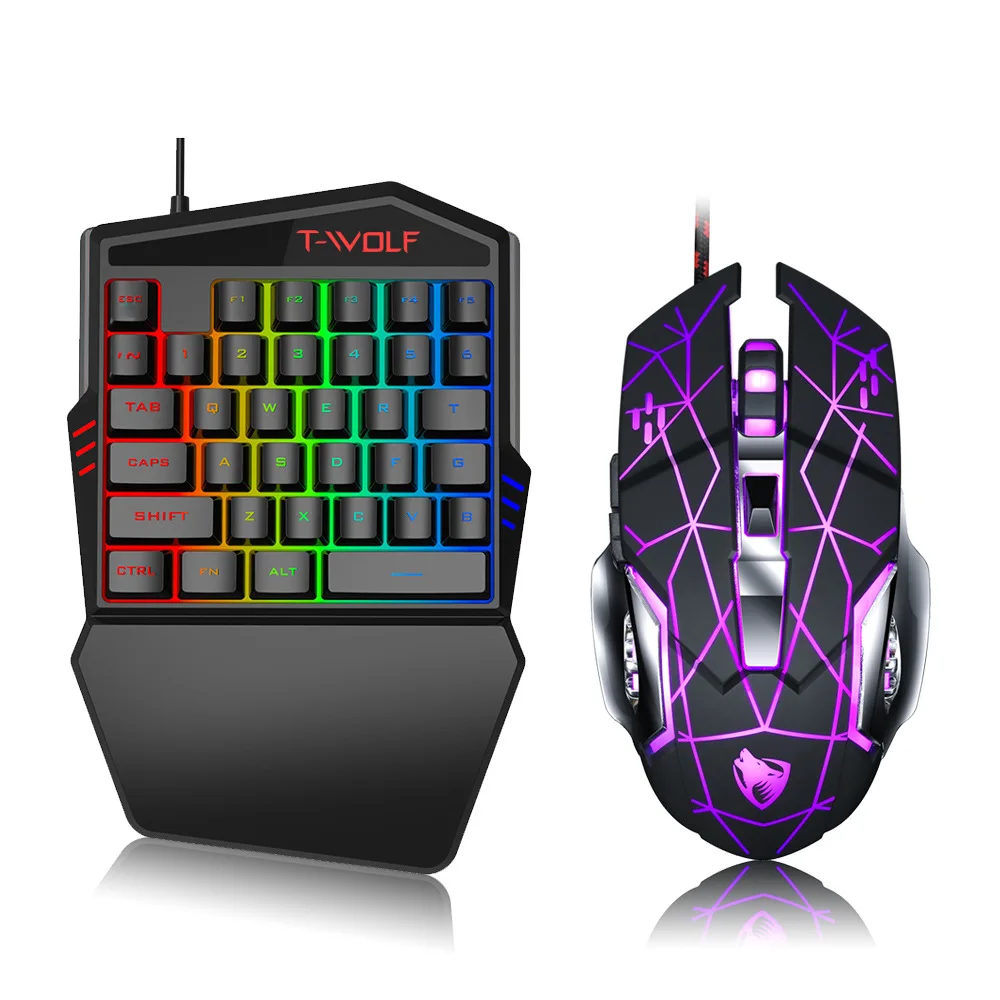 

T19 USB Keyboard Kit One Hand Wired 35 Keys Illuminated Gaming Keyboard for Tablet Phone Color Ergonomic Gaming Keyboard