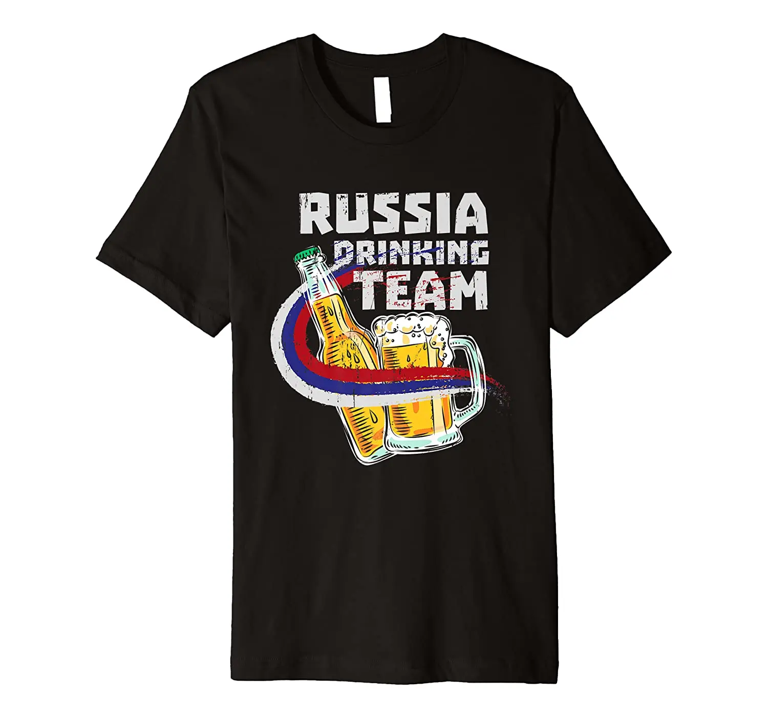 

Футболка мужская с забавным российским флагом, 100% хлопок, круглым вырезом и коротким рукавом