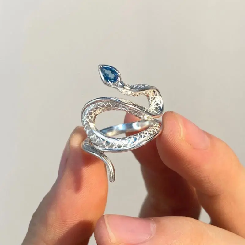 

Snake Ring Blue Crystal Adjustable Rings for Women 2022 New Fashion Woman Promise Ring Engagement Wedding Jewelry Accessories
