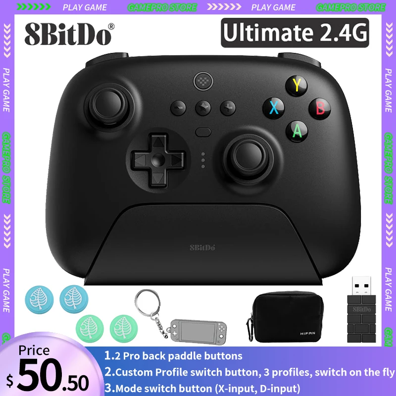 

8BitDo Ultieme 2.4G Controller With Charging Dock ALPS Joystick For Windows 10 Android Raspberry Pi Steam Deck Gamepad