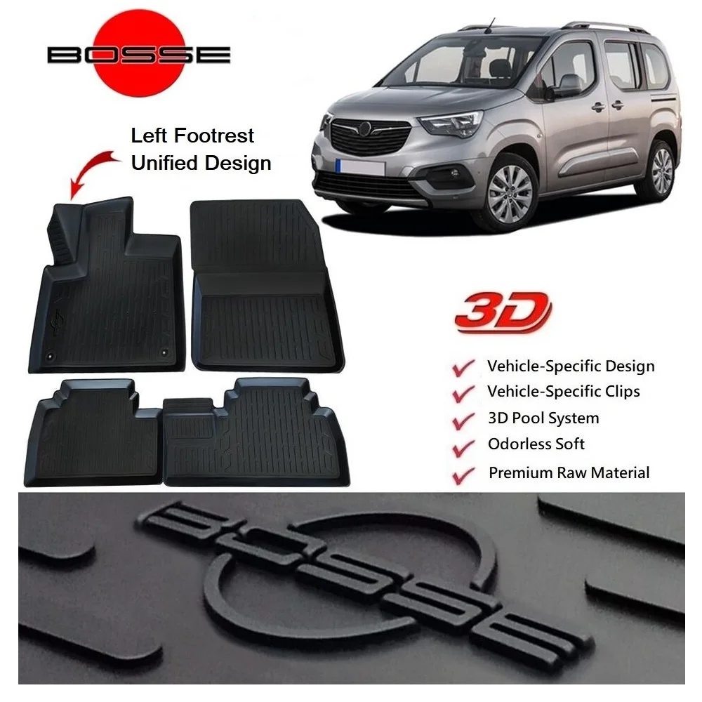 

3D Pool Car Mats for Opel Combo Between 2019 2023 Auto Interior Carpet Protector Accessories Rubber Luxury Floor Non Slip Bosse