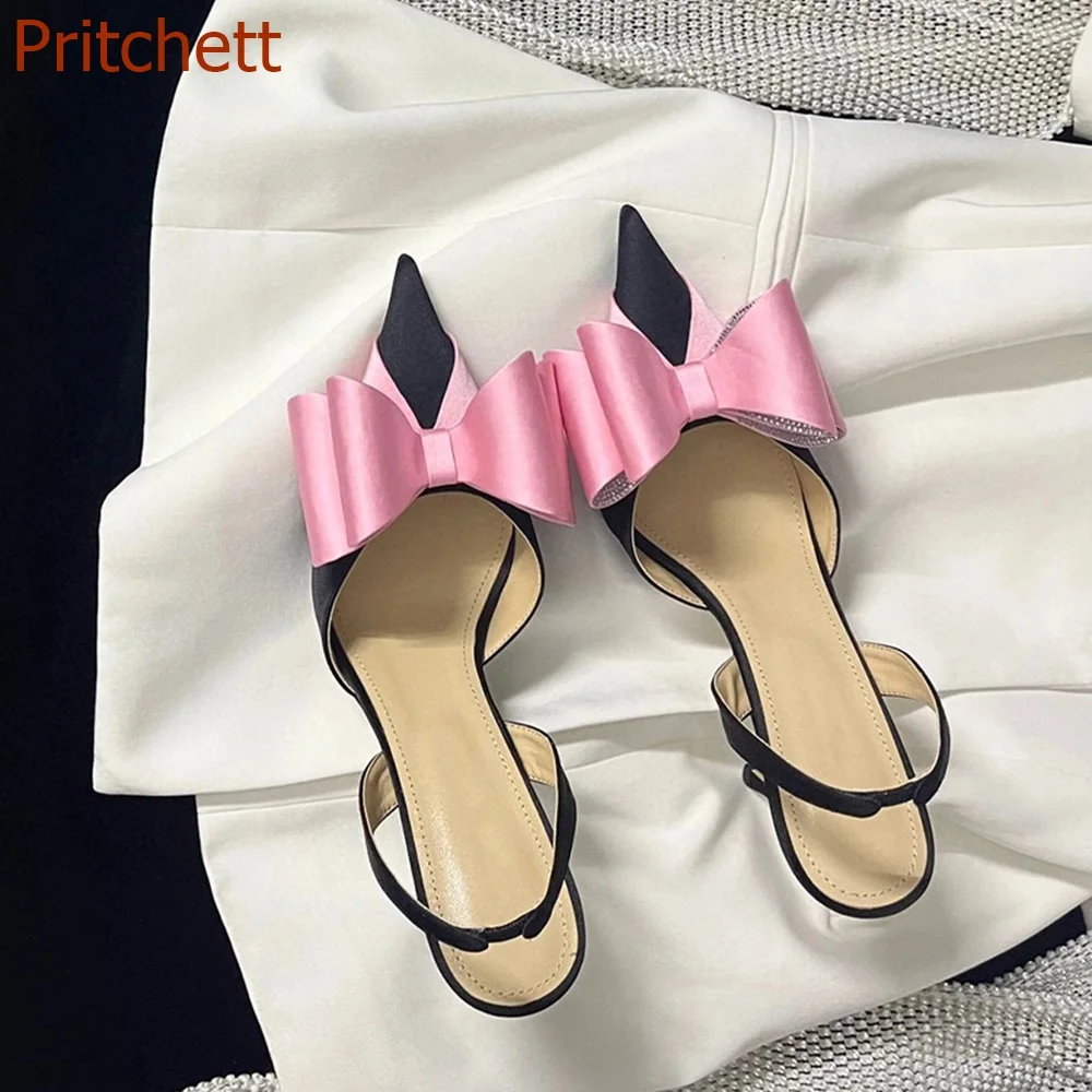 

Pointed Toe Butterfly Knot Women Pumps Slingback Fashion Casual Sexy Party Thin Heel Spring Nice Women Shoes 2023 New Arrivals