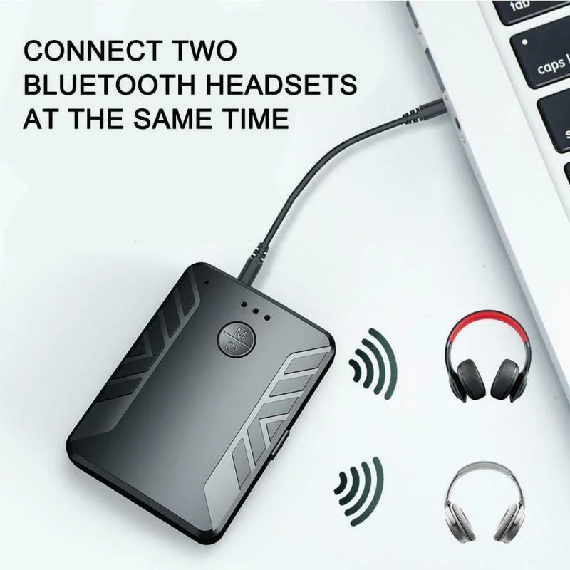 

2 In 1 Bluetooth 5.0 Adapter Receiver Transmitter For Headphones Connect Two Bluetooth Headsets Stereo Audio 3.5mm AUX T19
