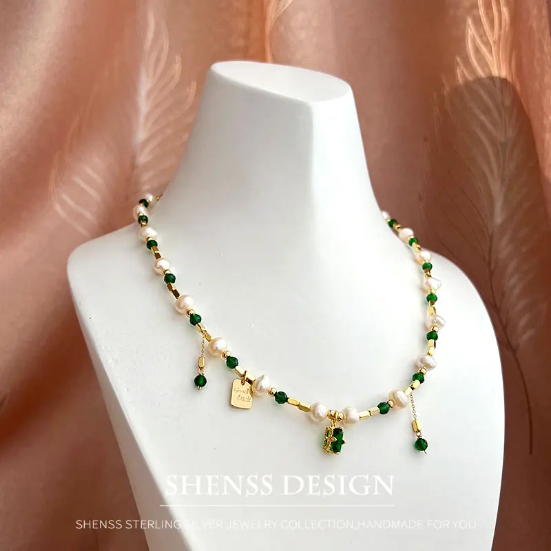 Женское ожерелье с подвеской из натурального пресноводного жемчуга 5-6 мм