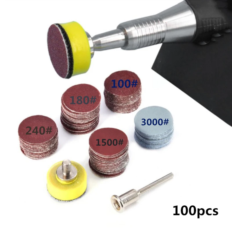 

100Pcs Sandpapers 1inch 25mm Sanding Discs Pad 100-3000 Grit Abrasive Polishing Pad for Dremel Rotary Tool Dremel Accessories
