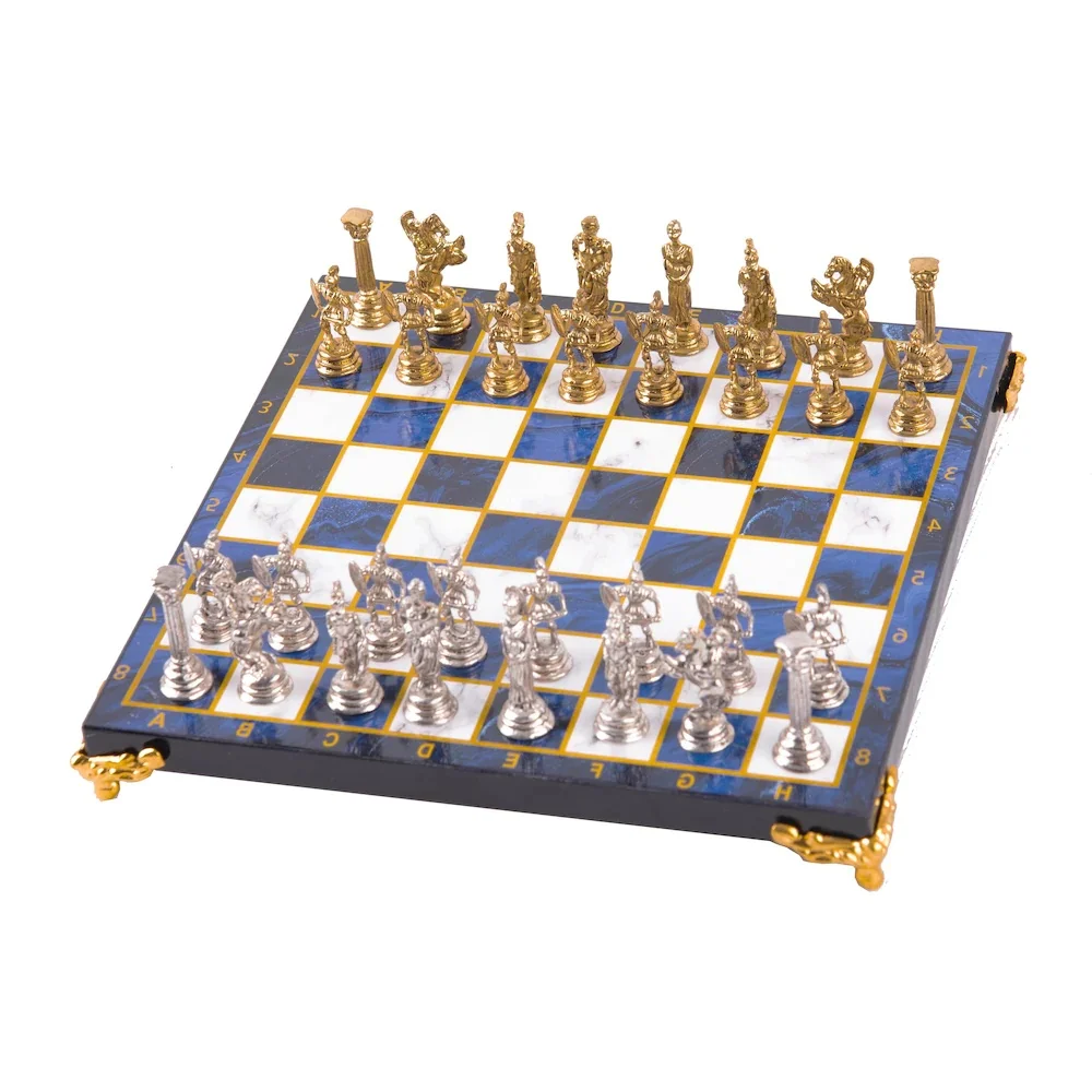 Luxury Floor Standing Metal Casting Chess set Roman Army Sky Blue Board | Спорт и развлечения