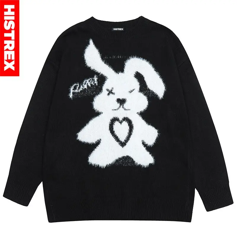 

HISTREX -Мужской свитер с кроликом, трикотажные джемперы в стиле хип-хоп осень-весна, пуловер в стиле Харадзюку, мужская одежда больших размеров...