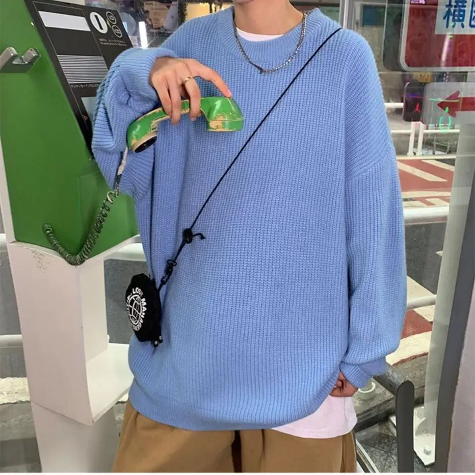 Spring Autumn Winter Fashion Man Casual Men's Loose Tess Cool Boys Pullover Knitted Sweater Soft Stripes Tops Warm Retro Stripes