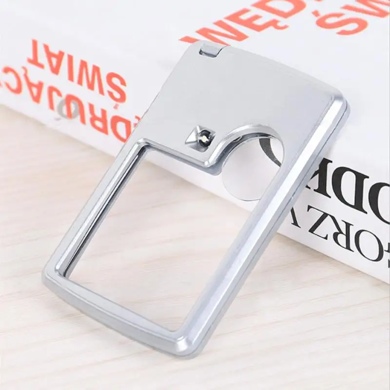 

3X 6X Mini Credit Card Led Magnifier Loupe With Light Leather Case Magnifying Glass Ultra-Thin Portable Square With LED Light