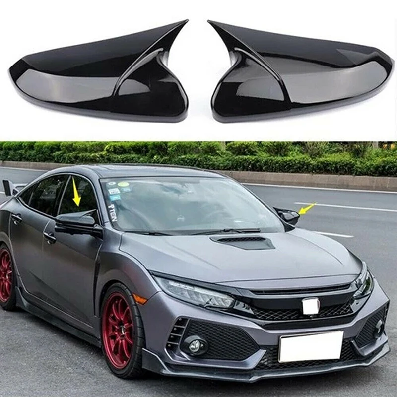 

For Honda Civic 10th 2016 2017 2018 2019 2020 Horn ABS Carbon Fiber Style Rear View Mirror Cover Rearview CapsCar Accessories