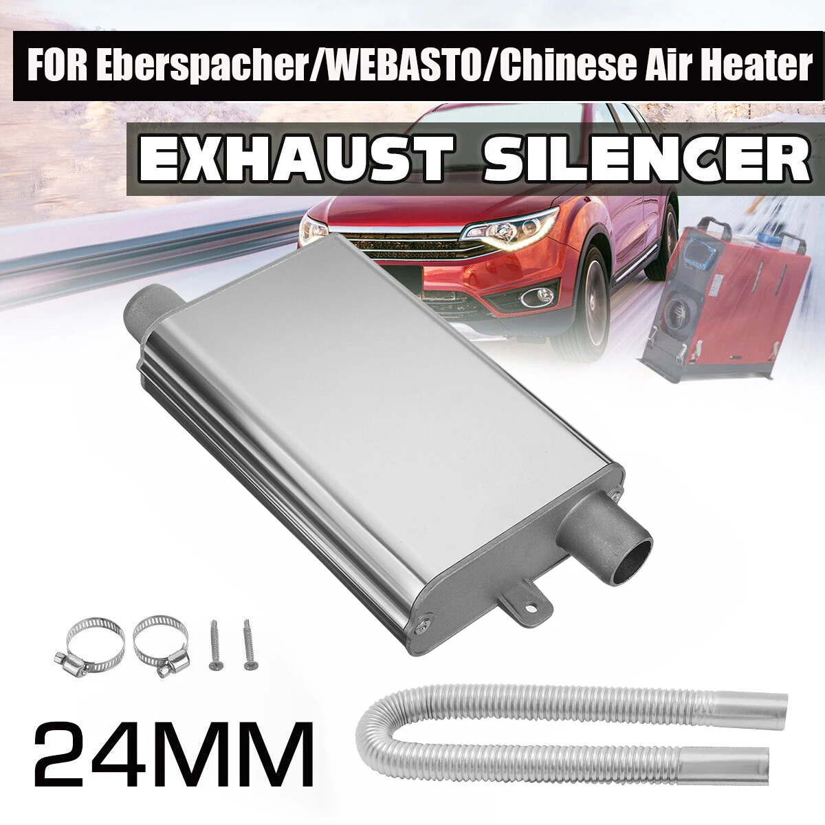 

Upgraded 24mm Car Exhaust Pipe Muffler Silencer + 60cm Exhaust Pipe For Eberspacher/WEBASTO/Chinese Air Diesel Heater