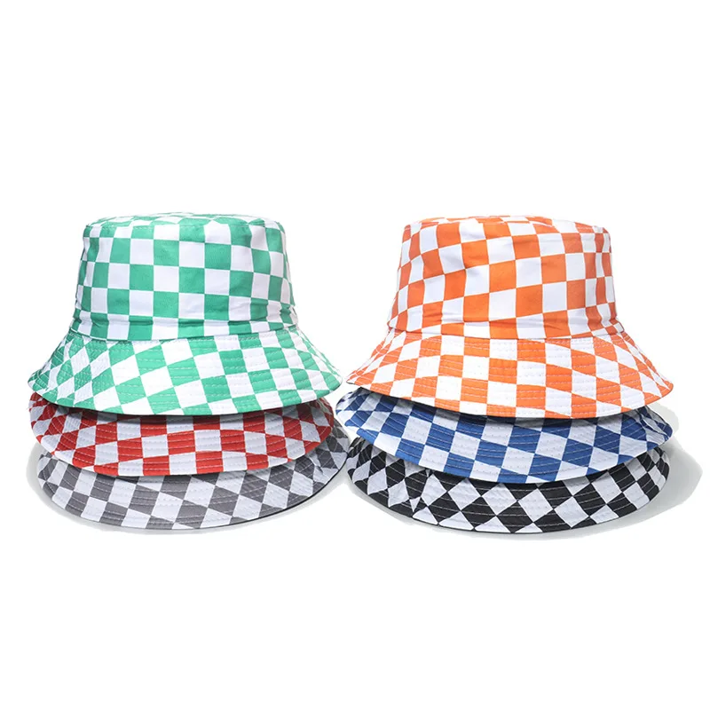 

2022 Fashion Houndstooth Plaid Bucket Hats for Women Men Fisherman Sun Protection Summer Hats Hip Hop Street Cap Unisex Panama