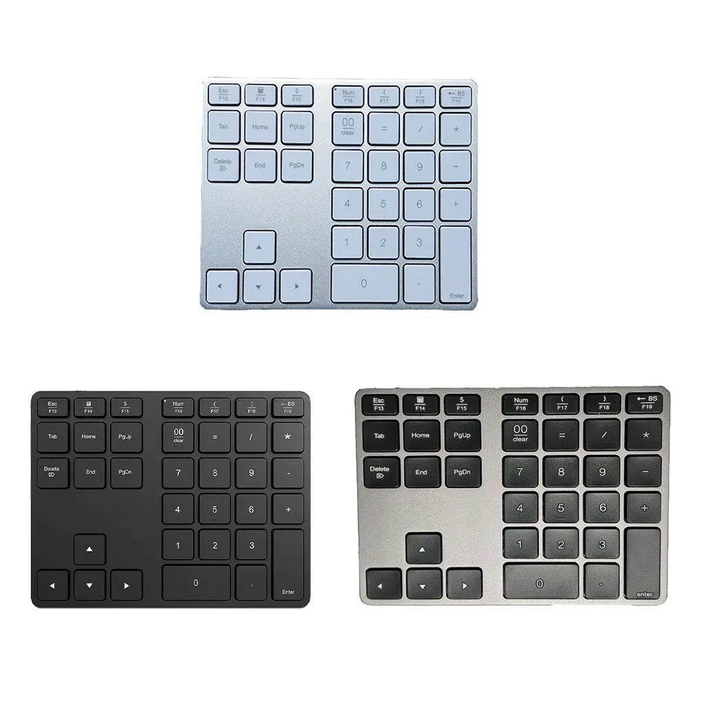 

Rechargeable Metal Mini Keyboard Universal Laptop Numeric Keypad 2 4G Bluetooth-compatible 35-key Key Board Silver