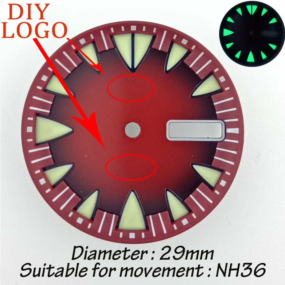 29mmc3 супер зеленый светящийся в темноте циферблат часов для автоматического