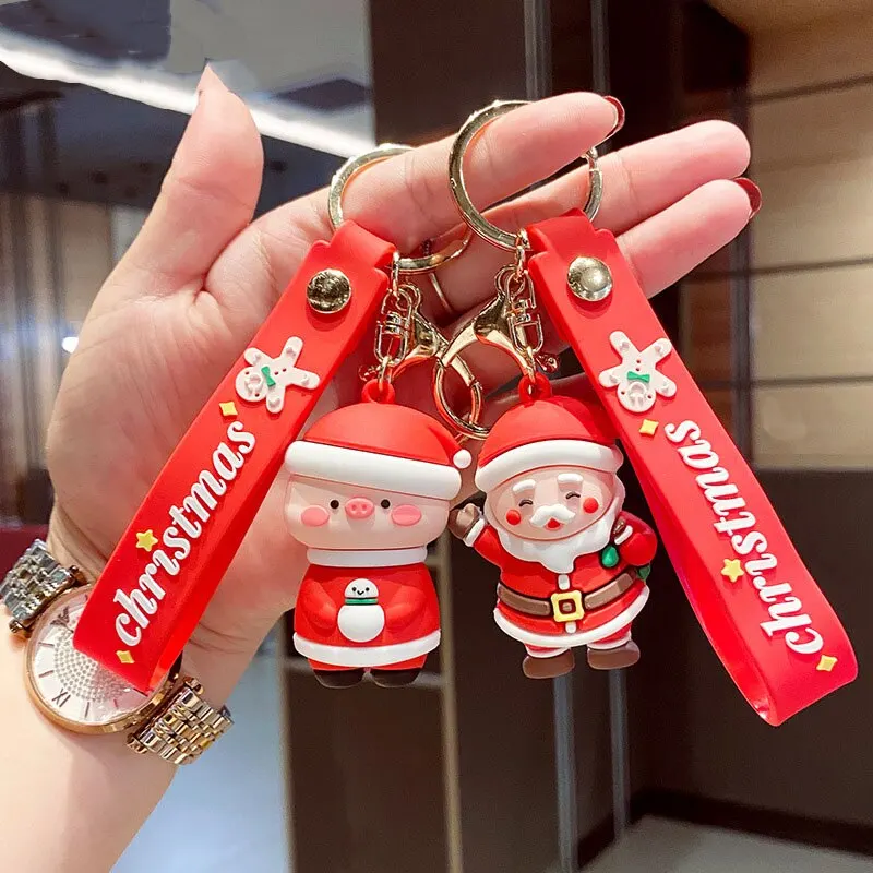 

Cute Christmas Piggy Doll Keychain Bag Pendant Gift Key Chain Key Rings Wholesale Car Accessories For Volkswagen Toyota Bmw