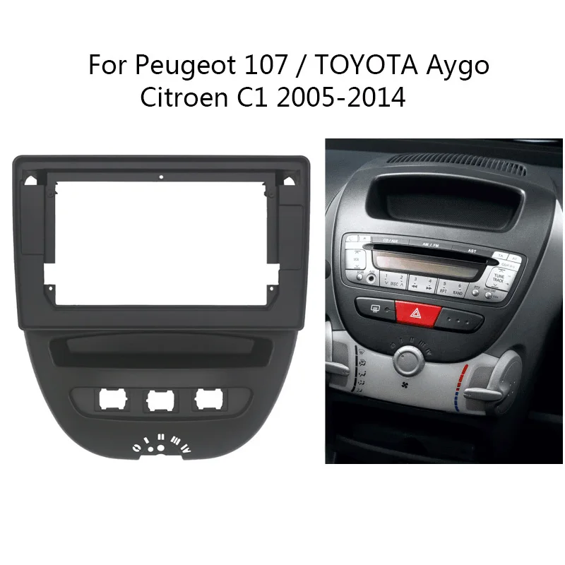 

2 Din Car Radio Installation Refitting Fascia For Toyota Aygo Citroen C1 Peugeot 107 2005-2014 Auto Stereo Dash Panel Frame Kit