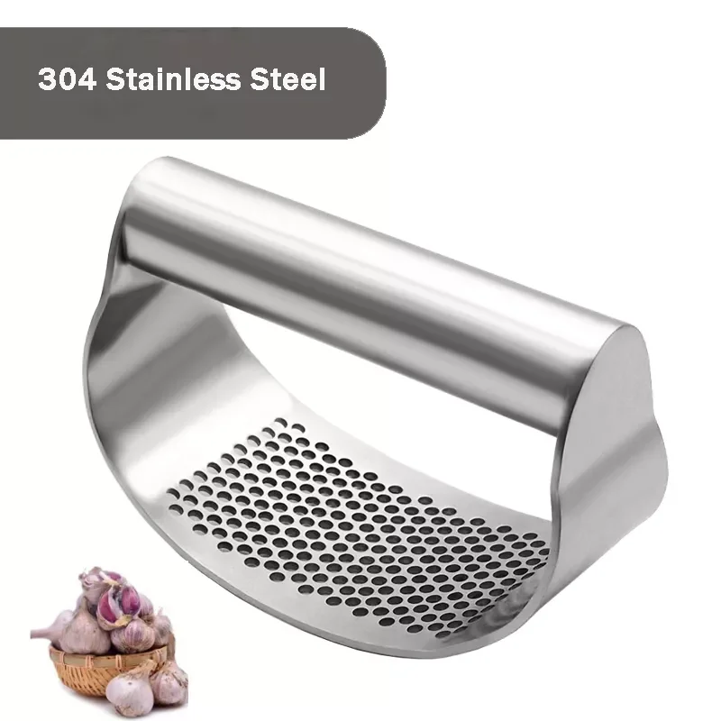 

NEW 304 Stainless Steel Garlic Press Manual Curved Grinding Chopper Multi-function Vegetable Cooking Crusher Kitchen Gadgets Ute