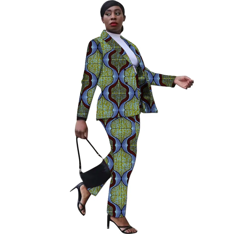 European/American Fashion African Print Women's Suit Casual Blazers With Straight Pants Female Ankara Party Outfits