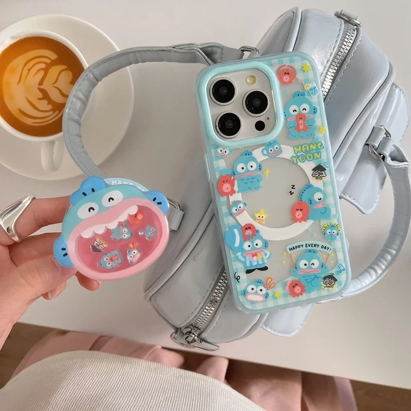 Фото Милый мультяшный Sanrio Hangyodon, магнитный держатель для телефона Magsafe с беспроводной зарядкой для iPhone 17, 16, 15, 14, 13 Pro Max, чехол №5
