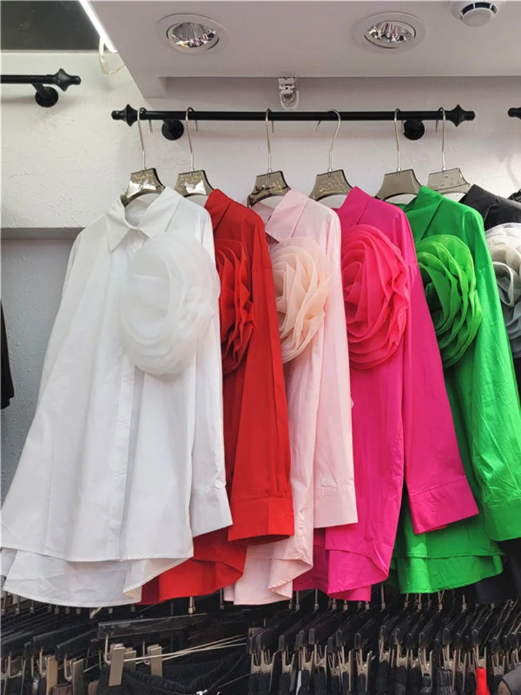 Женская блузка с отложным воротником DEAT однотонная из сетчатой ткани длинным