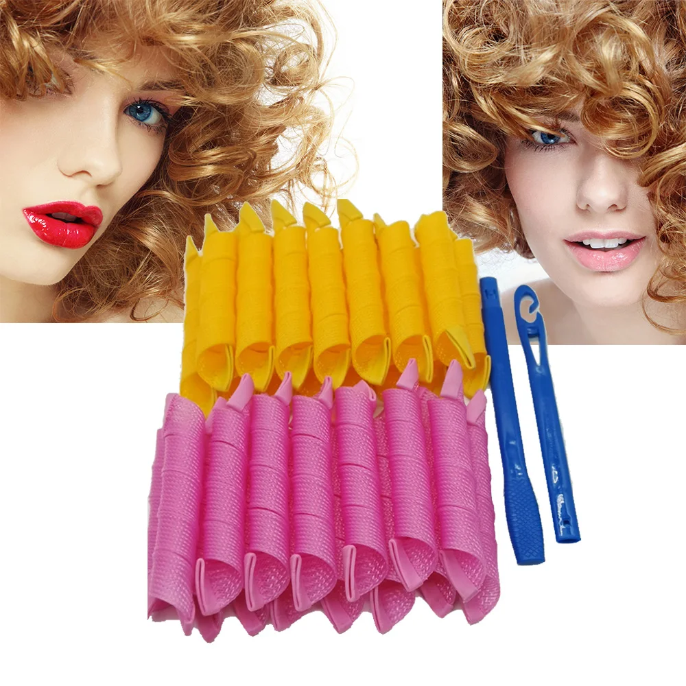 

30cm 30Pcs No Heat Hair Curlers Spiral Curls Styling Kit Magic Curler Rollers Curling Rods Tubes Styler Women Hair Accessories