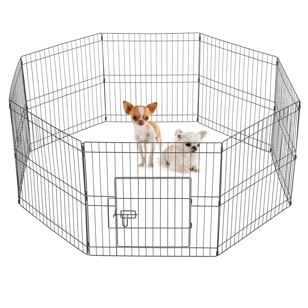 

8 Panel Pet Playpen for Dogs, Metal, Black You Can Use It To Restrict The Movement Area of Pets or Separate Different Pets