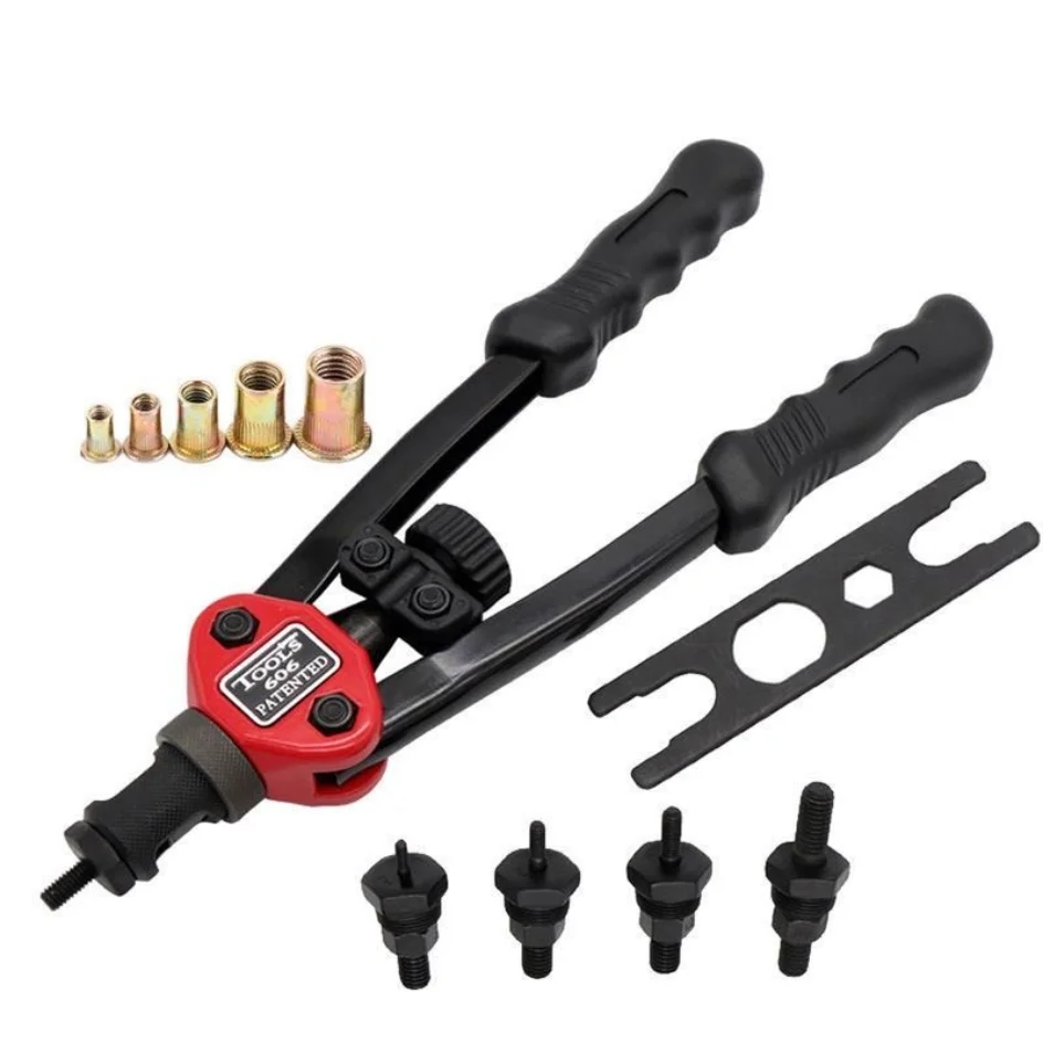 

TEBAK BT-606 RIVET NUT TOOL Hand Blind Riveter Hand Riveter Rivet Gun with 5 Metric Mandrels free Rivnuts