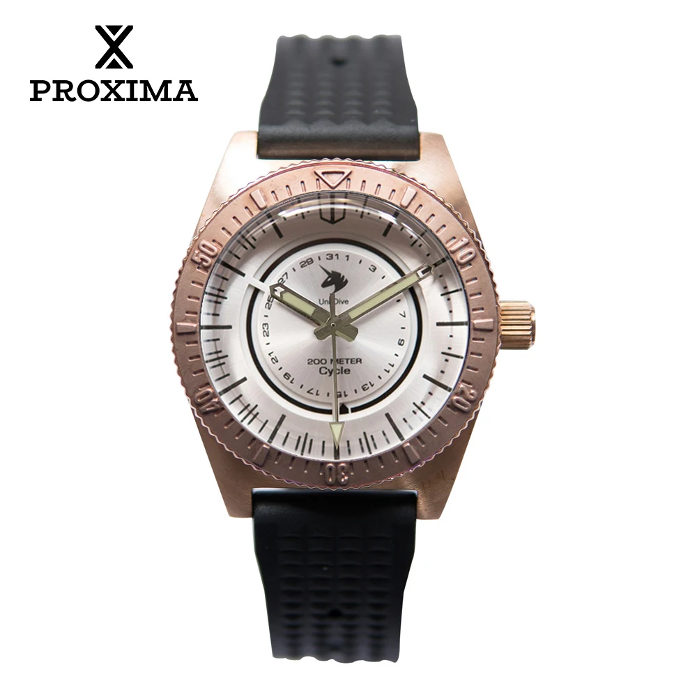 

Proxima PX1681PX CuSn8 Bronze Diver Watches Men Mechanical Watch Luminous Water Resistant 200M Waffle Band Wristwatch Relojes