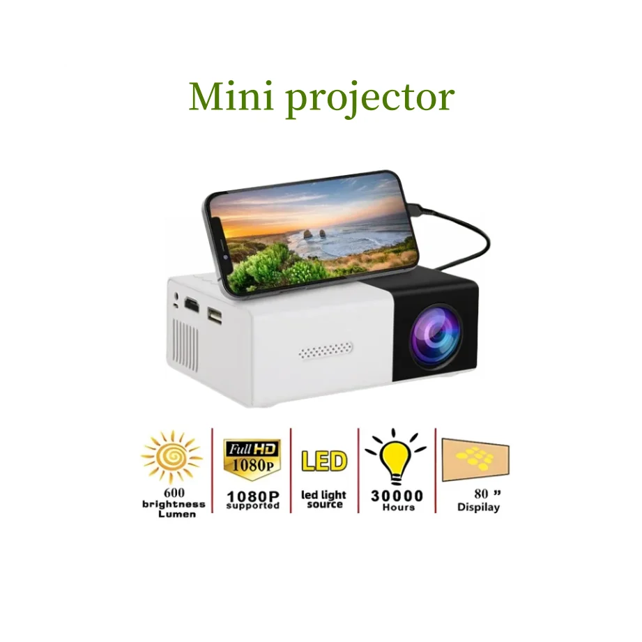 Портативный мини-проектор YG300 с HDMI USB TF-аудио Поддержка домашнего кинотеатра Smart