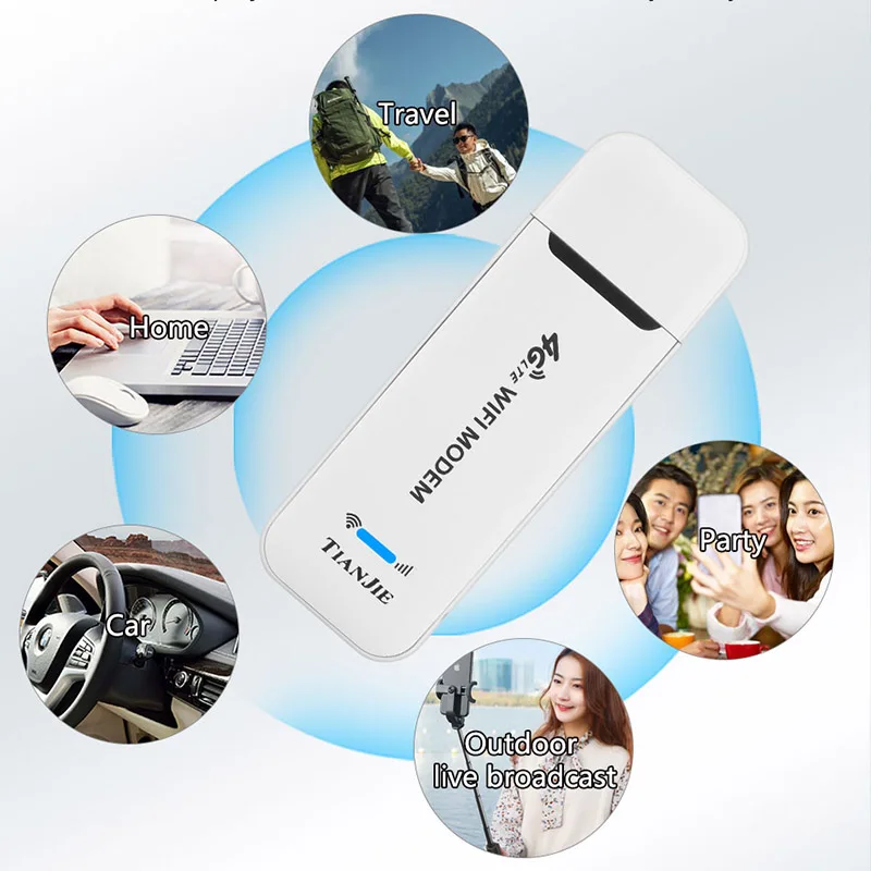 TIANJIE Unlocked LTE Wireless Routers USB 3G Modems 4G 150Mbps Dongle Stick Mobile Hotspot WiFi Adapter Sim Card Network Wi-fi images - 6